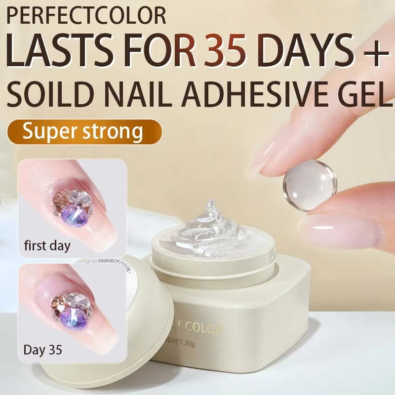 

ИДЕАЛЬНЫЙ ЦВЕТ Твердый клейкий гель для ногтей для накладных кончиков, 20 г сильной адгезии для нажатия на кончиках ногтей, прозрачный твердый гель 3D-скульппинг