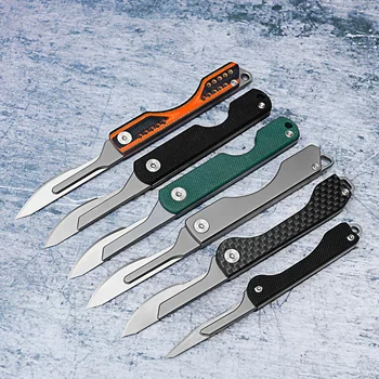 Vouwmes Koolstofvezel G10 Titaniumlegering Handvat Scalpel Draagbare Sleutelhanger Snijden Jacht Multi Functionele Outdoor Edc T