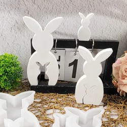 Easter Bunny Set Silicone Molds Hollow Rabbit Scented Candles Mold Big Bunny Inlay Mini Rabbit Plaster Concrete Mould Ornaments