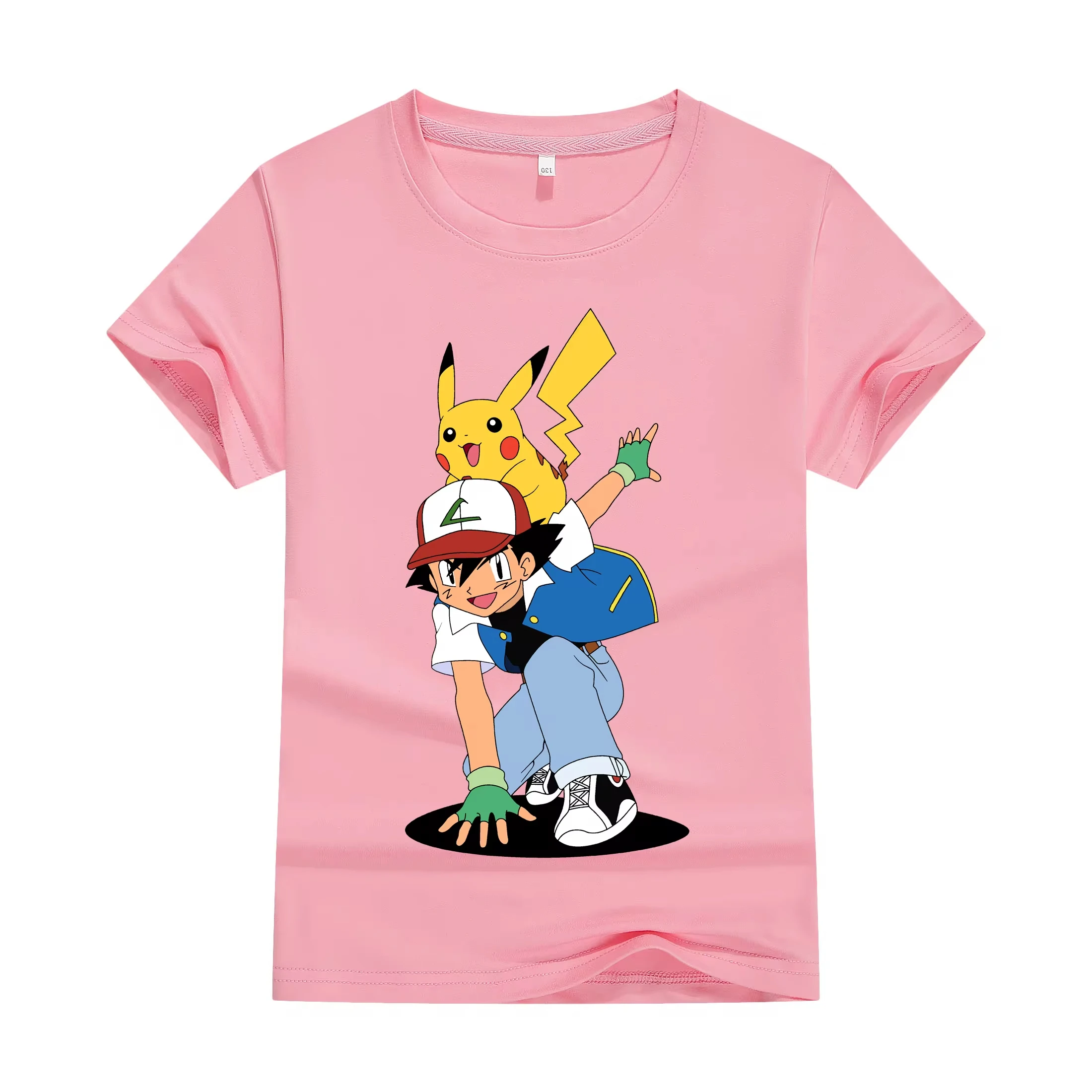 Pokemon Kids T-shirts 1-8Years Boys Girls Pikachu Summer Children Cotton Short Sleeve Cartoon Costume Fashion Casual Clothes