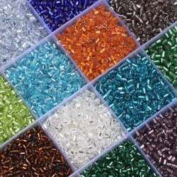 430-2150pcs/lot Inside Silver Color Glass Seed Beads Tube Shape Czech Glass Beads For DIY Craft Bracelet Necklace Jewelry Making