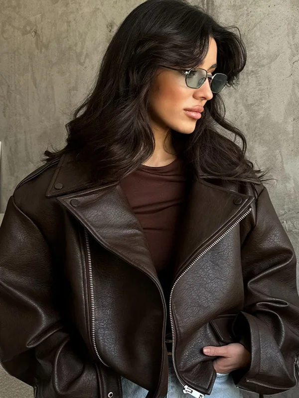 

Байкерские куртки Женская куртка на молнии Летняя вязаная облегающая куртка из искусственного шелка на пуговицах с короткими рукавами для похудения Городской минималистский стиль