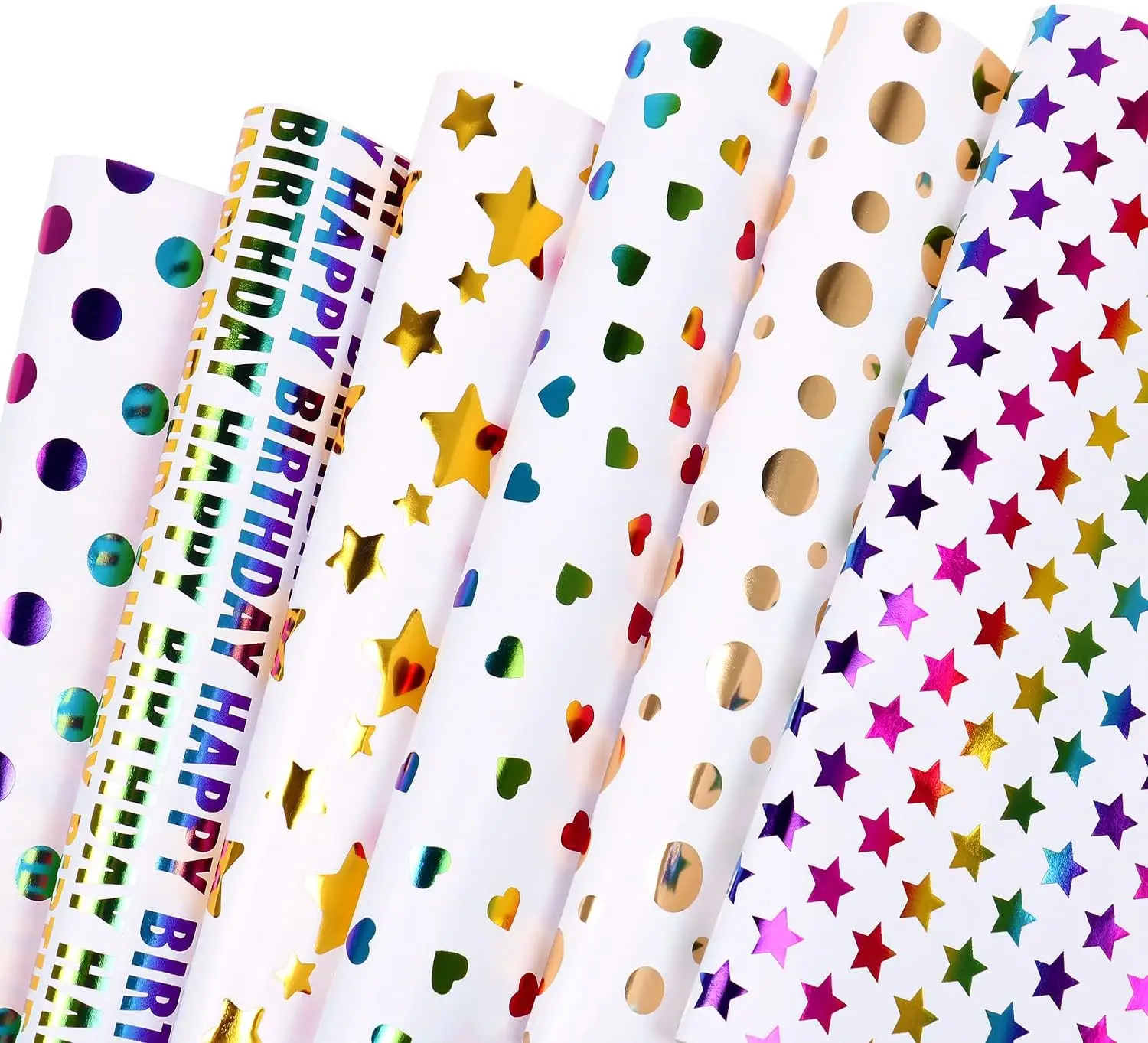 

6 Sheets Birthday Wrapping Paper 50*70cm Love Star Polka Dot Christmas Gift Paper Valentine's Day Birthday Gift Wrapping Paper