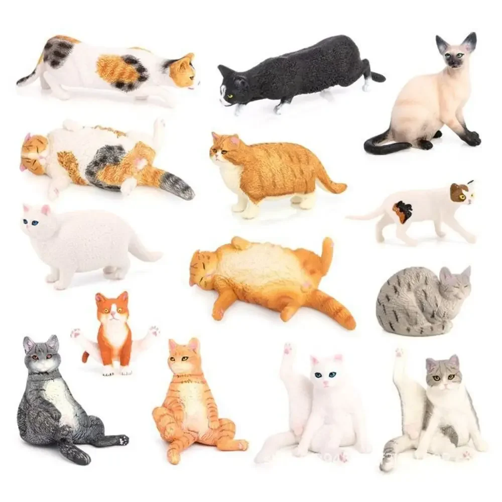 Cute Simulation Cat Model Realistic Pet Figurines Lifelike Cat Action Figures Siamese Ragdoll Persian Cat Simulation Pet Decor