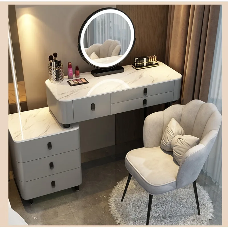 

Dresser solid wood rock slab new bedroom modern simple light luxury high-end small apartment makeup table