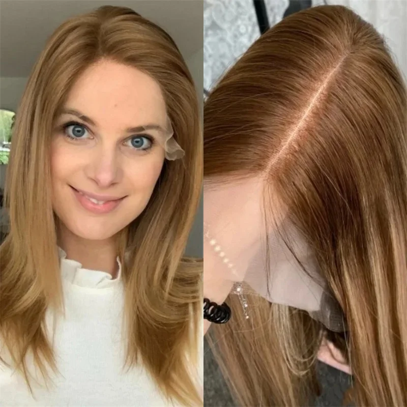 

Straight Bob 13x4 Ombre Brown Blonde Synthetic HD Lace Front Wig Realistic Hairline Wig For Women Alopecia Hairloss Glueless Wig