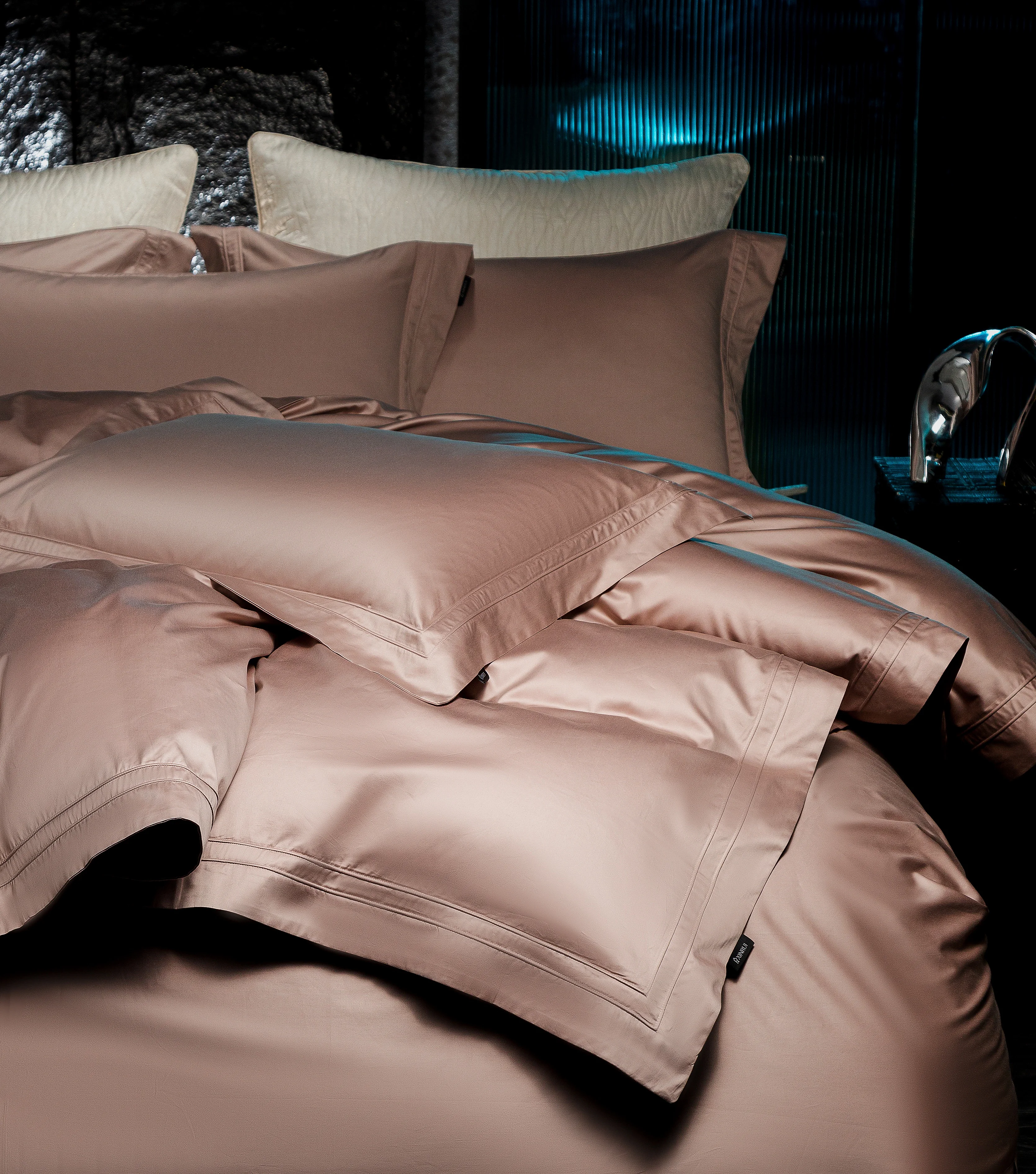 Solid 4pcs 100% Cotton Bedding Set with Duvet Cover Flat Bed Sheet Pillowcase Single Double Bedsheet