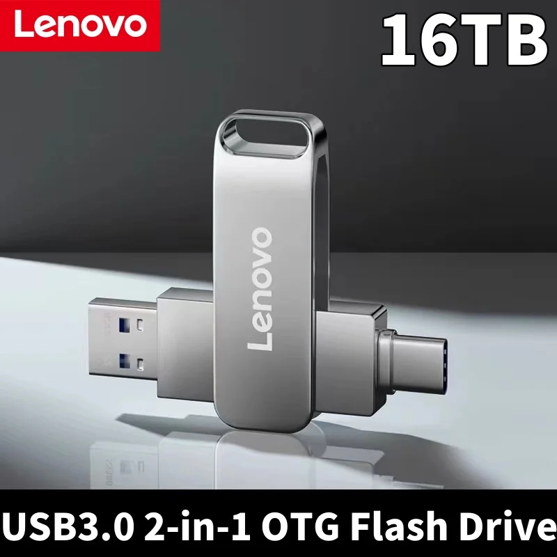 Lenovo 16Tb 8Tb 2 In 1 Pen Drive Type C Usb Flash Drive 1Tb 512Gb 256Gb 128Gb Mobiele Opslag Flash Disk Cadeau Custom Logo Voor Pc