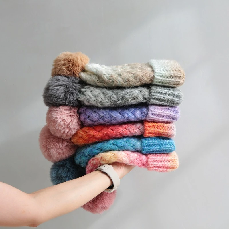 2025, neue verdickte Fleece-Strickmütze mit Farbverlauf für Damen und Herren, Outdoor-Strickmütze im Kopf-Stil, warme, gemütliche Strickmütze – Detail 15