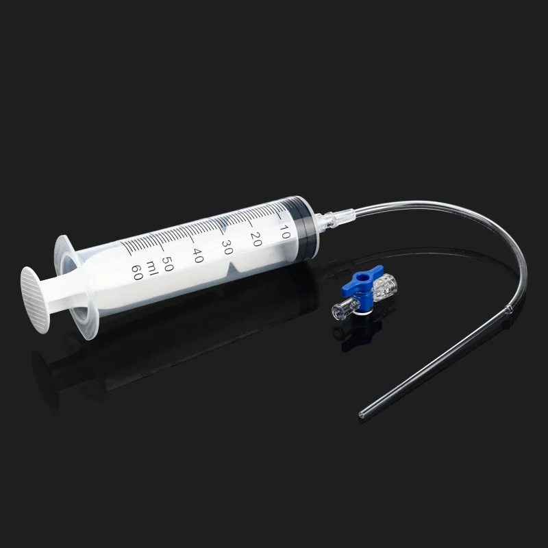 Bike Tubeless Tire Liquid Injection Tool 60ML Syringe MTB Road Bicycle Tire Fluid Injection Tool Presta Valve Core Removal Tool