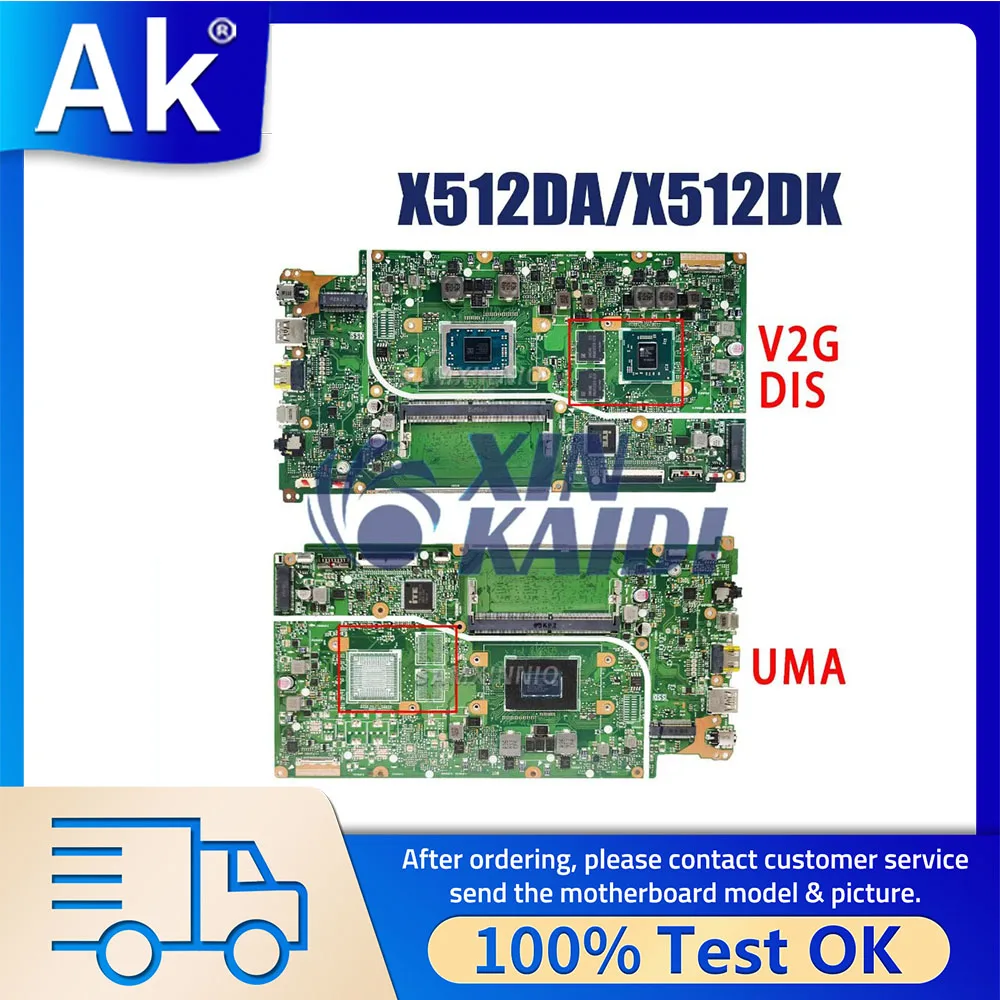 Laptop Mainboard For ASUS Vivobook X512DK M5050DA F512D A512DA S512DA A512DK X512DA Notebook Motherboard R3 R5 R7 0GB 4GB-RAM