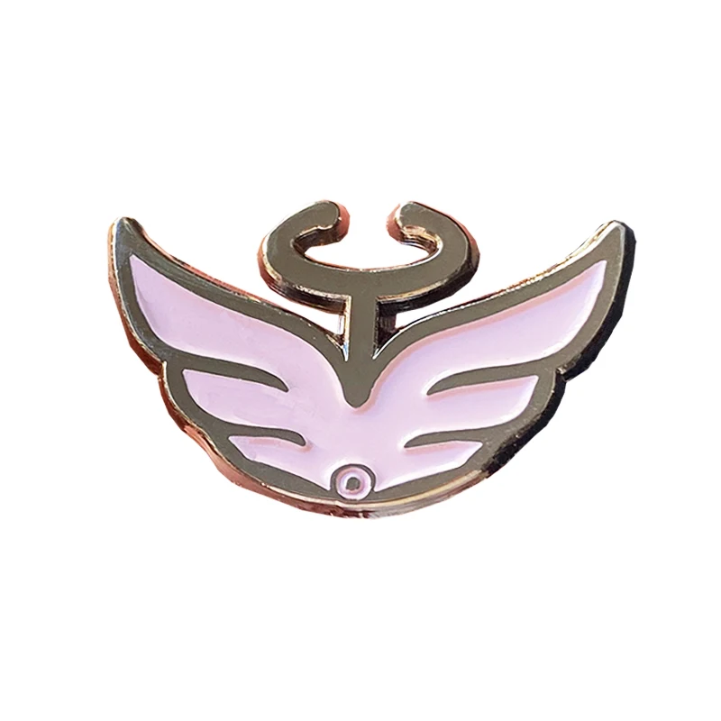 Factory Pink Wing Plate Silver Soft Enamel Lapel Pin Cute Cartoon Girl Favorite Pattern Badge Manufacturer Brooch For Girls Gift