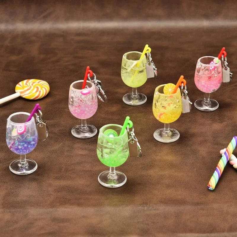 

Luminous plastic simulation lemon slice, highball cup, keychain, colorful straw, beverage cup pendant, bag pendant