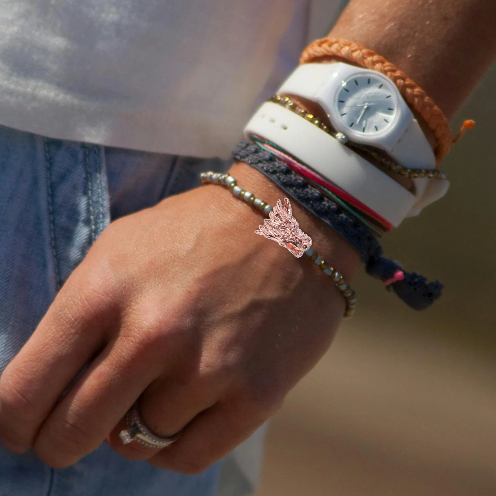 

10Pcs Zinc Alloy Dragon Head Beads DIY Necklace Bracelet Earrings Accessories Good Luck Charms Chinese New Year Gifts