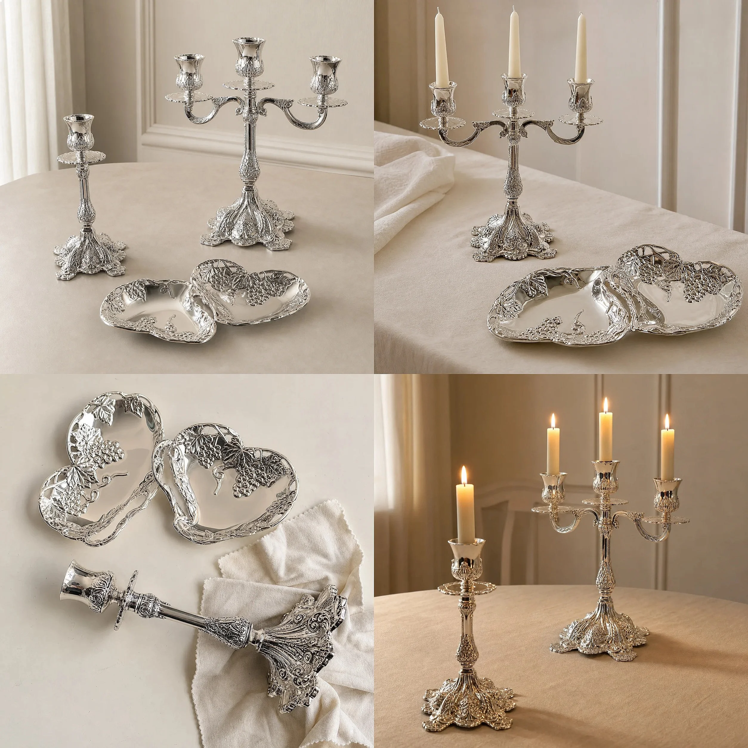 Silver European Style Metal Candle Holder Romantic Candelabra for Wedding Home Table Centerpiece Candlelight Dinner Decoration