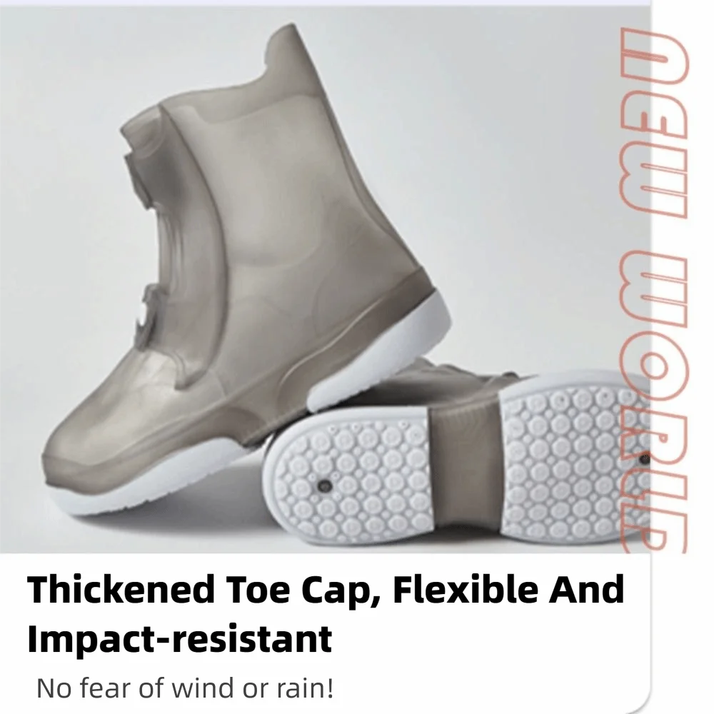 

A Pair With Button Waterproof Overshoes Elastic Reusable Durable Shoe Covers Portable Anti Skid Shoe Covers Rainy Days