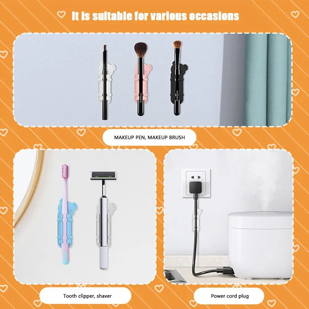 Self-Adhesive Silicone Pen Clip Colorful Wall Mounted Pencil Holder Flexible Stationery Display Stand