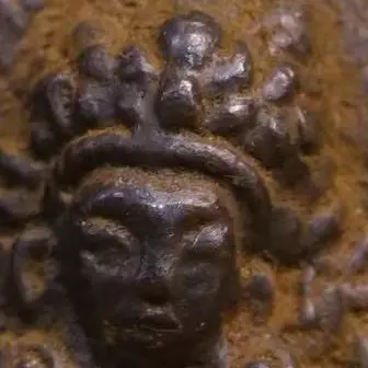 

4"Temple Collection Old Bronze Cinnabar 1000 Guanyin Bodhisattva Gossip Buddha Card Amulet Town House Exorcism