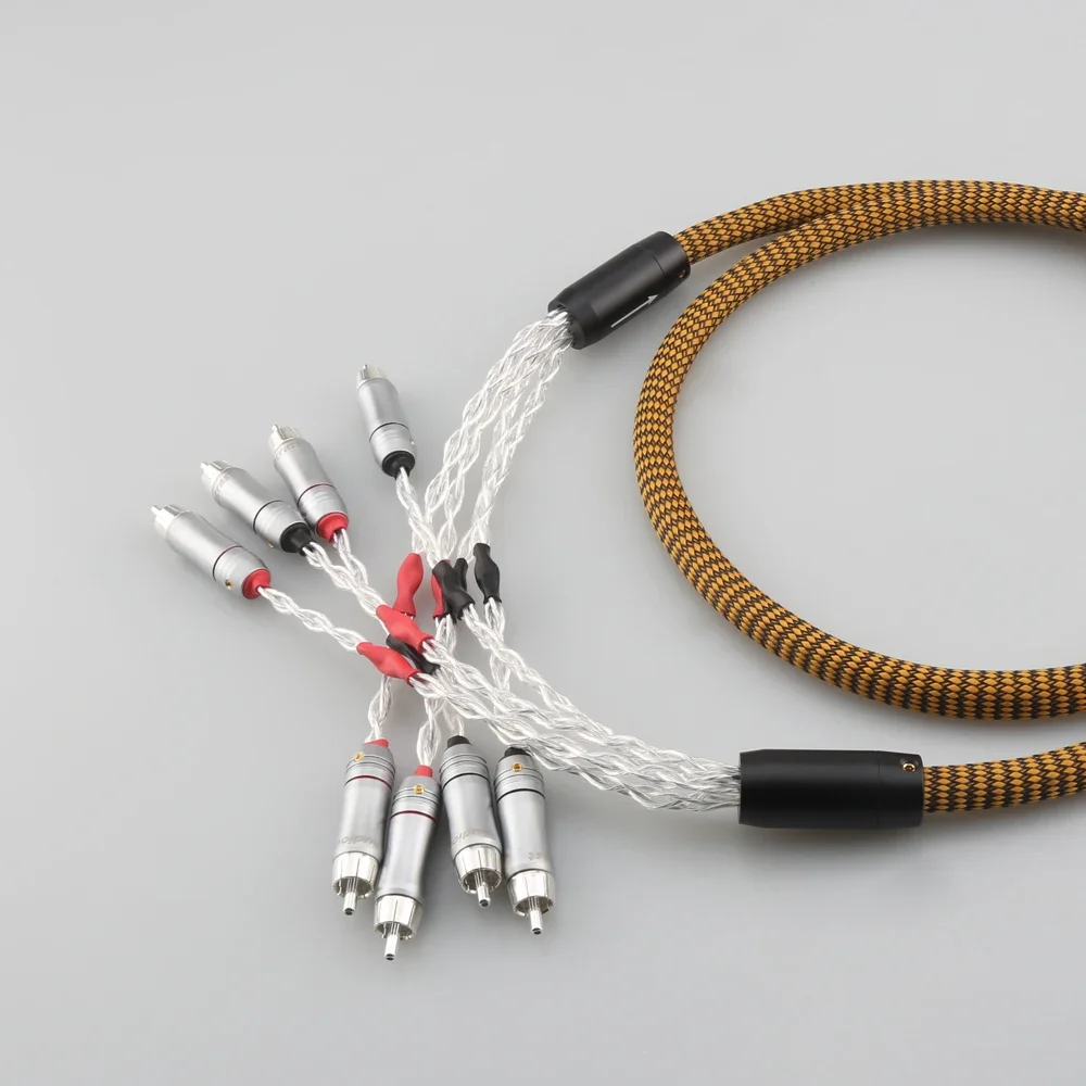 Audiocrast 4RCA Stecker Auf 4RCA Stecker RCA Splitter Silber Überzogene Audio Kabel HIFI Verbindung Kabel