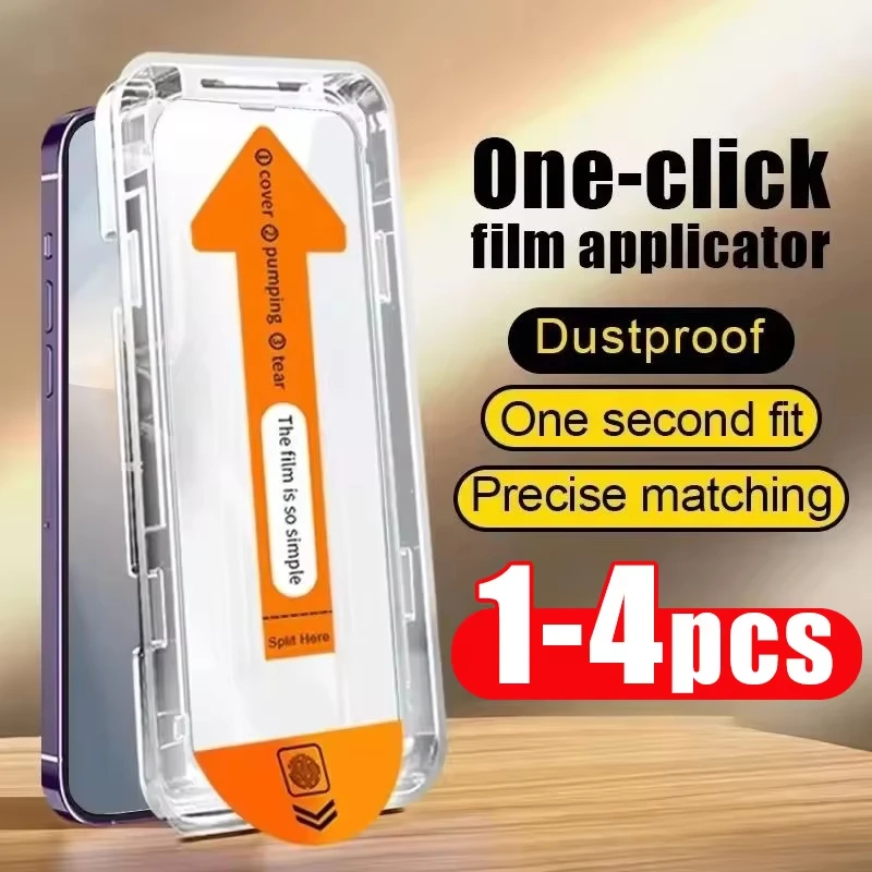 1-4 pces 8k hd vidro temperado para iphone 17 14 11 13 12 15 16 pro max plus xs x 7 8 revestimento oleofóbico protetores de tela livre de poeira