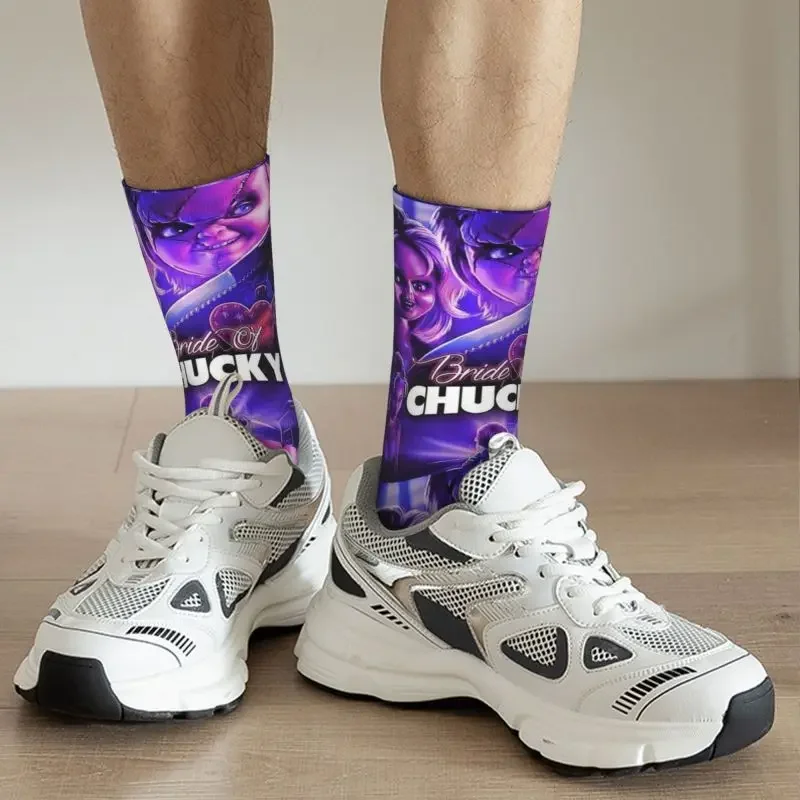 Kawaii Bride Of Chucky Socks Women Men Warm 3D Print Horror Movie Football Sports Socks