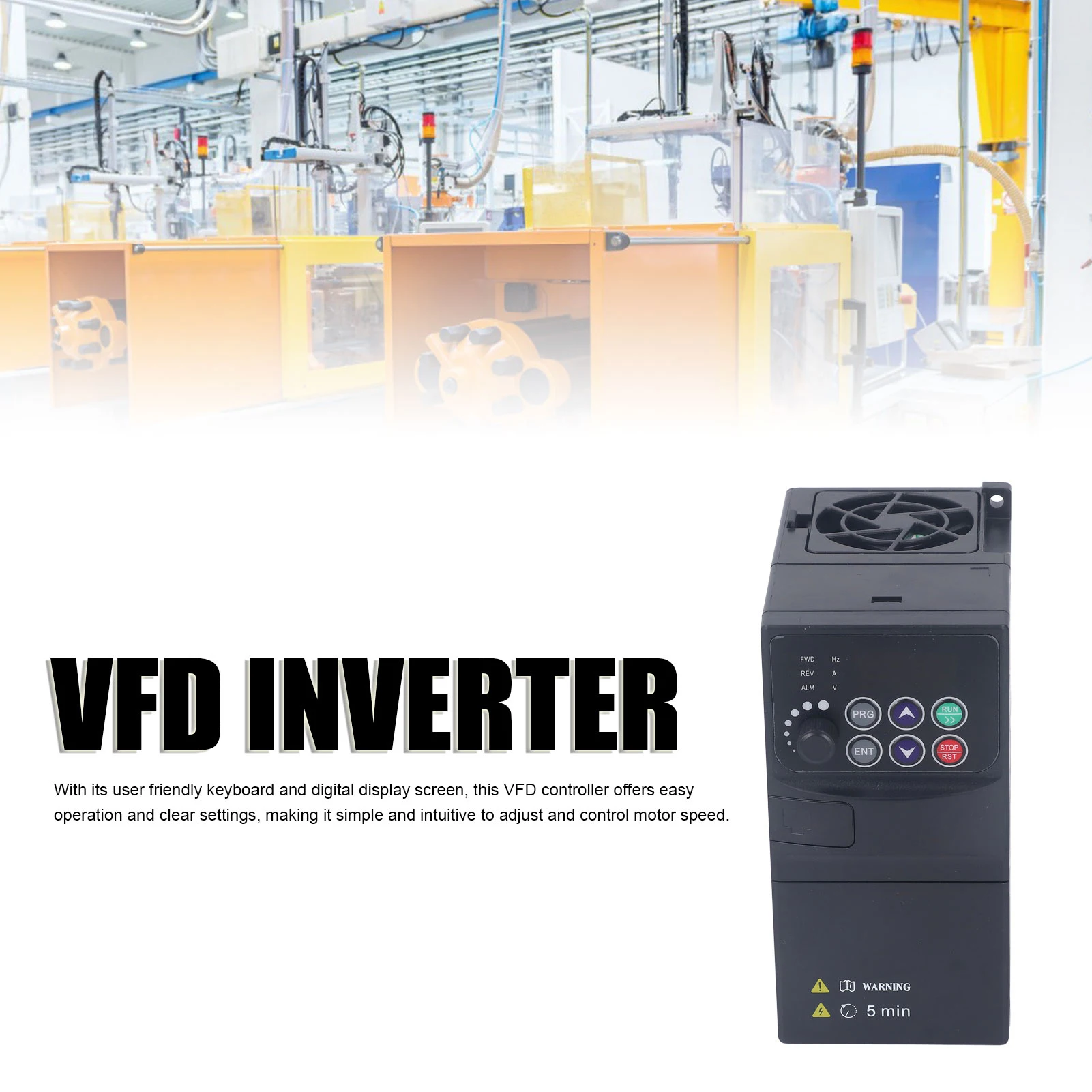 0,75 kW, 320-460 V Eingang, 0-380 V Ausgang, 3-Phasen-Vektor-Frequenzumrichter, Drehzahlregelung, Vektor-Wechselrichter mit 1,5 m Kabel