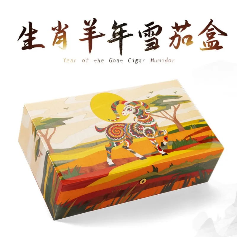 Cigar moisturizer, high-end double-layer cedar wood snail craft piano paint moisturizer
