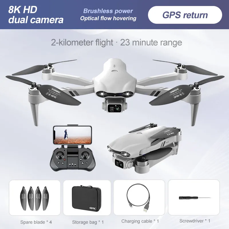 4DRC New F10 GPS Drone 4K HD Dual Camera 8K Wifi FPV Drones Foldable Brushless Quadcopter Helicopter RC Dron Toys With Camera