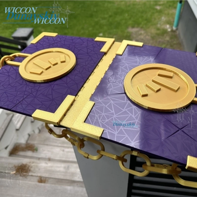 Limbus Company Middle Finger Tissue Book Of Vengeance Prop Purple Gold Chain Bound Knight Game Roleplay Halloween Party Costume view 3
