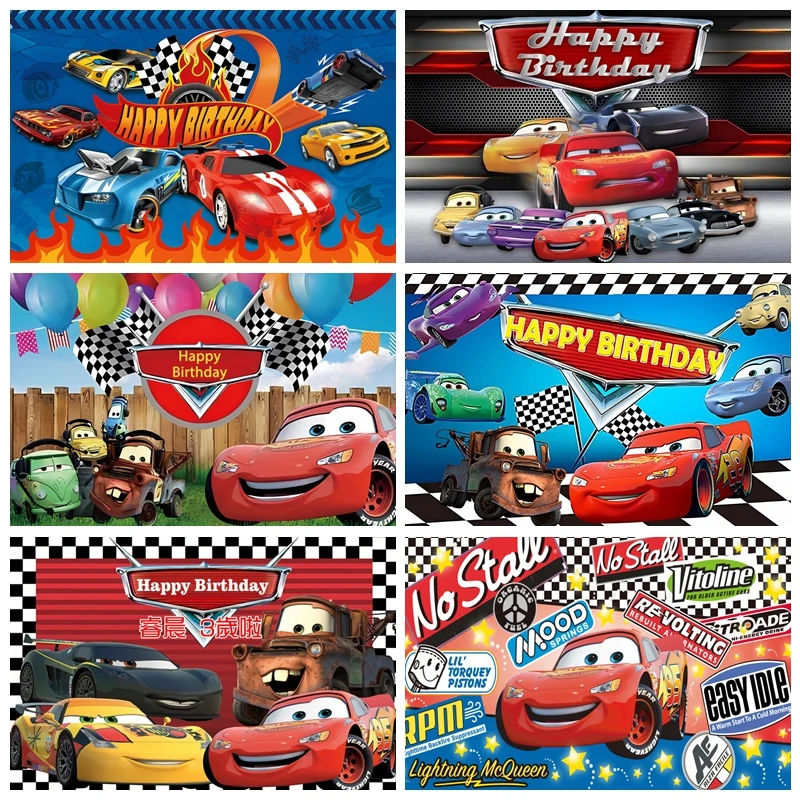 

Movie Cars Photography Backdrop Photographs McQueen Racing Theme Children Boy Birthday Baby Shower Background Party Decor Props