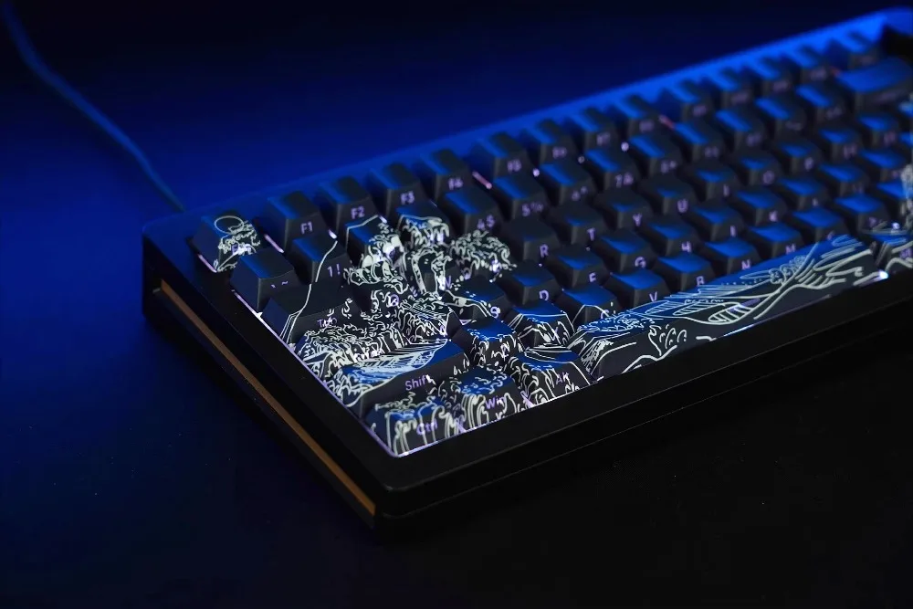 Ukiyo-e black keycap Original highly sublimated customized keycap set Suitable for HI75 hi8 68 84 87 96 104