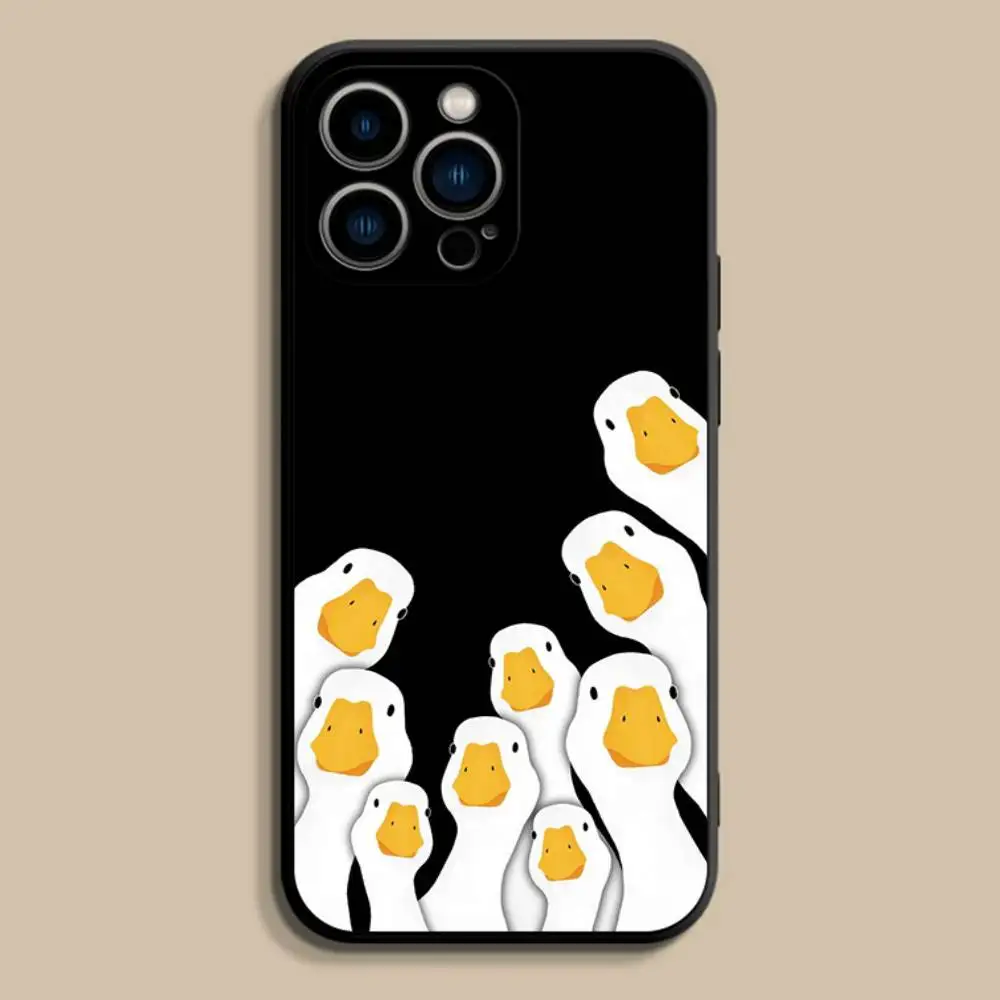 Cartoon Lustige D-Duck Handyhülle für iPhone 17,16,15,14,13,12,Pro,Max,Plus,E,SE4,Air,Mini Schwarz Soft Cover