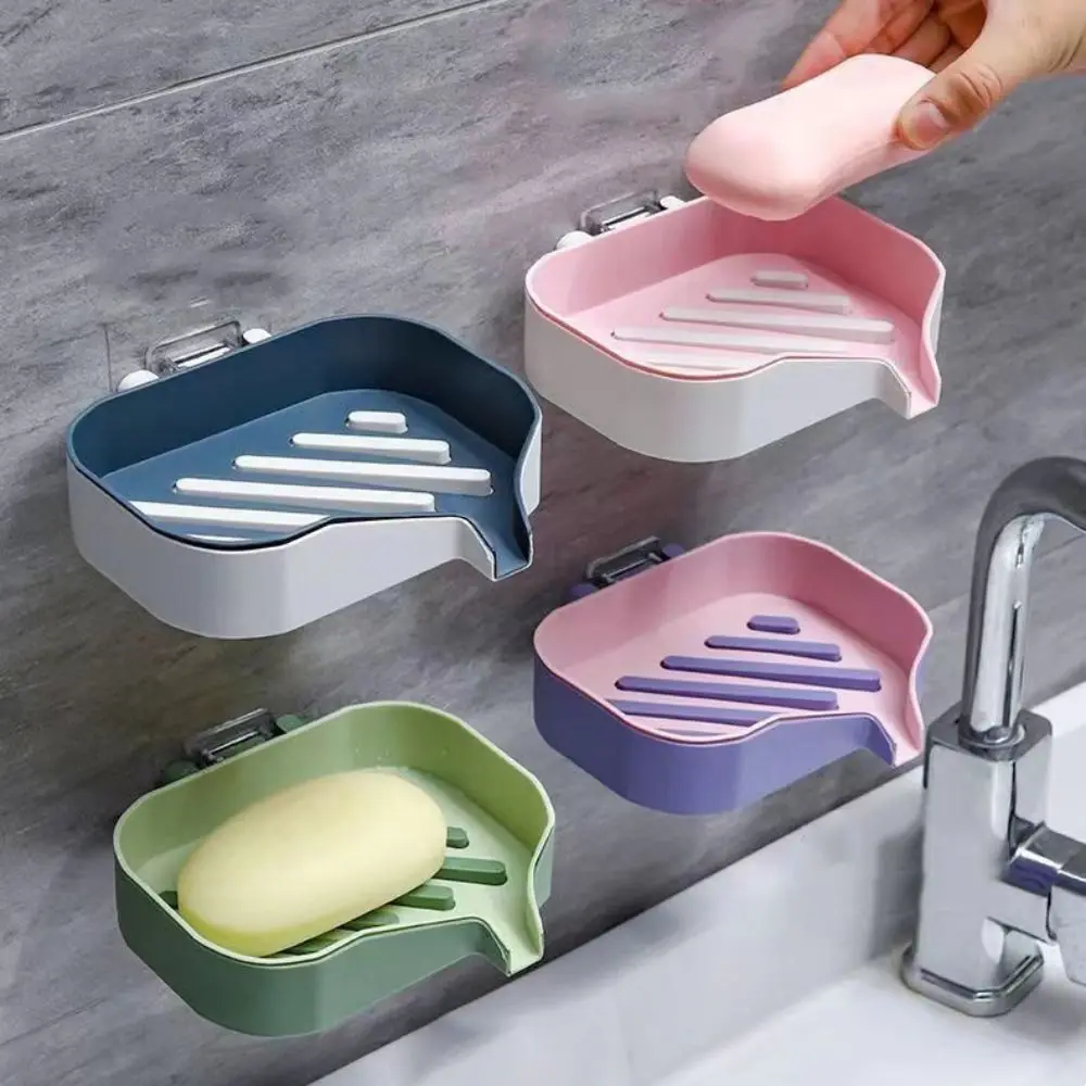 Punch-Free Drain Soap Dish Holder Plastic Draining Soap Storage Rack Home