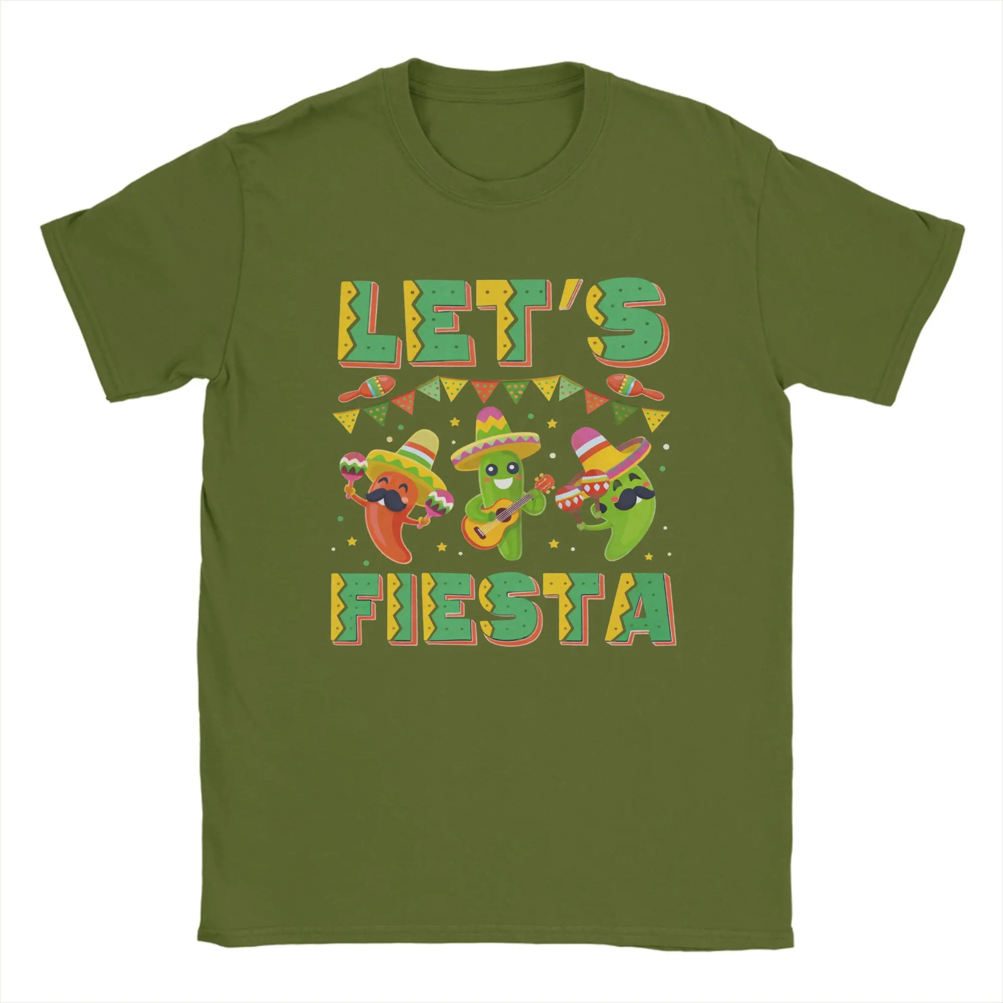 Cinco De Mayo Mexican Let's Fiesta T-Shirt Men Women  Vintage Cotton Tees Crew Neck Short Sleeve T Shirt Plus Size Clothes