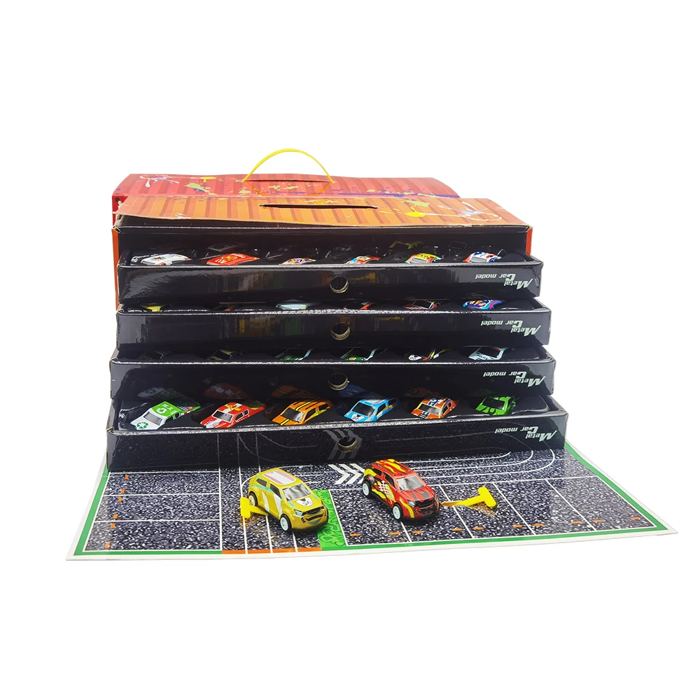 48 Pieces Alloy Racing Car Pull Back Car Inertia Racing Vehicle Model Container Storage Box Set Children Toy Kid Birthday Gift