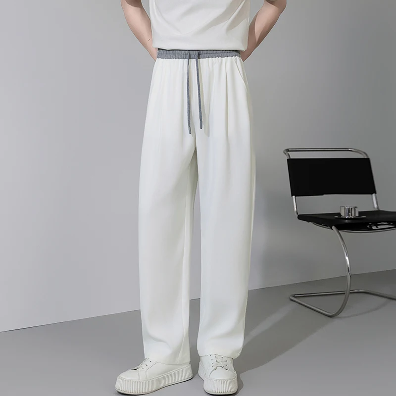 

Korean Autumn Winter Men's Casual Pants Elastic Waist Wide Leg Pants Loose Slacks Drape Pants Trousers Sports Running Sweatpants