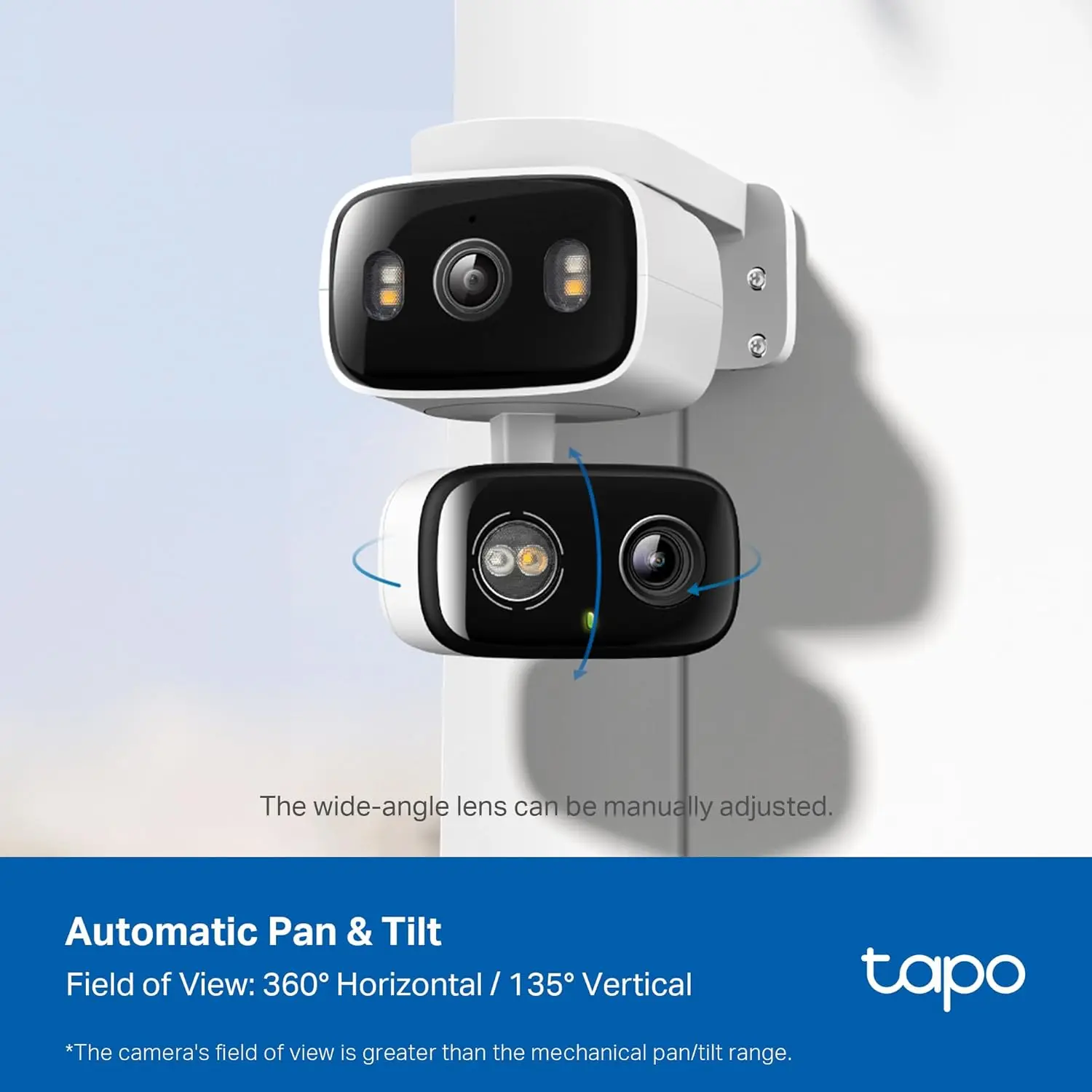 2K Dual Lens Security Camera with 360° View, AI Detection, Night Vision, Works with Alexa & Google Assistant