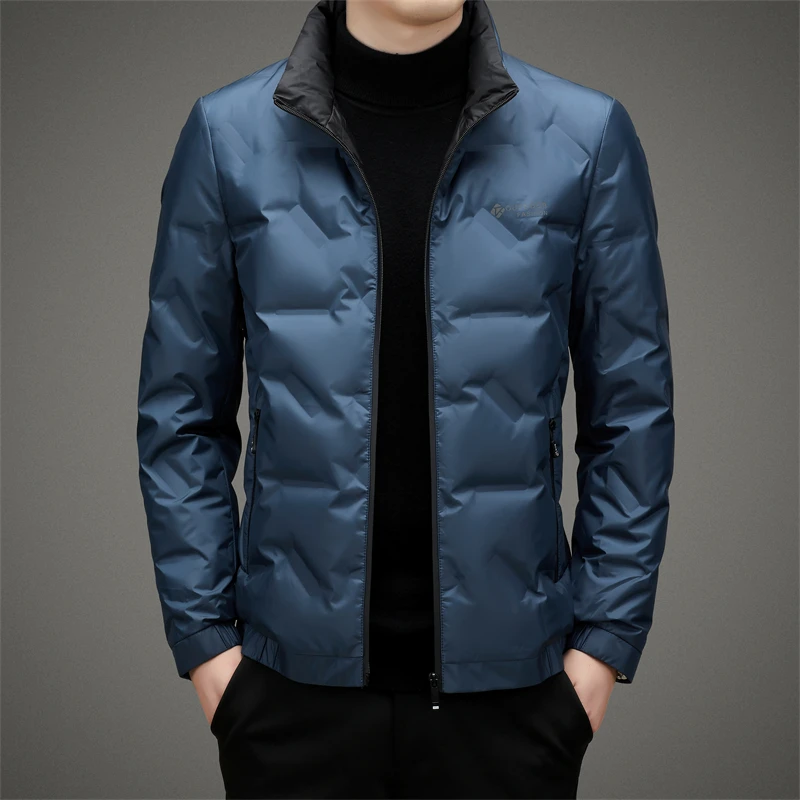 High Quality 2024 Autumn Winter Men's Bright Duck Down Jacket Business Casual Warm Puffer Coat Outwear Lightweight Down Clothing