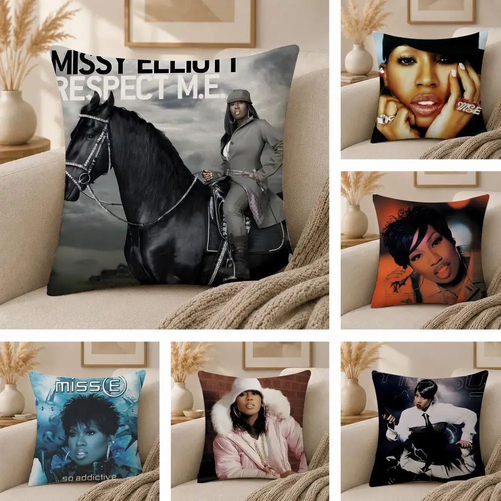 Rapper M-Missy ElliottS Album Cushion Cover  Plush Fabric Soft Double Sided Print Sofa Cushion Cover Throw Pillow Covers