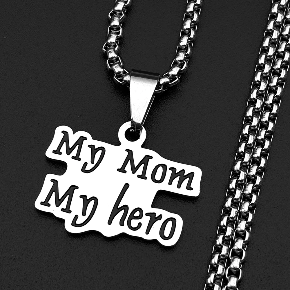 Geschenk für Mama, „Ich liebe Mama“-Kette aus Edelstahl, silberfarben, „Mein Heldin“, Muttertag, einfache Buchstaben-Halskette, Schmuckkette – Detail 7