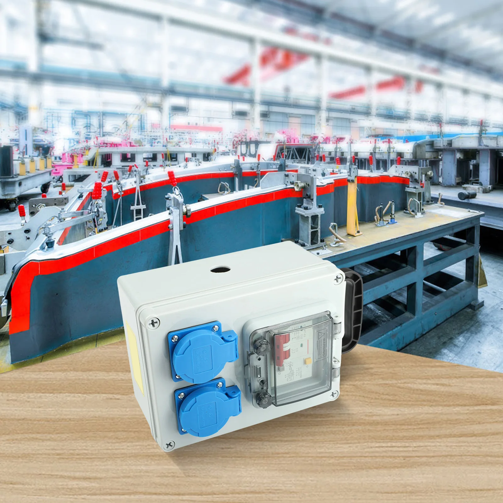 Harsh Environments Portable Socket Box Circuit Breaker Compatible 10A 250V Rated 5-Hole Socket Panel Compact Size