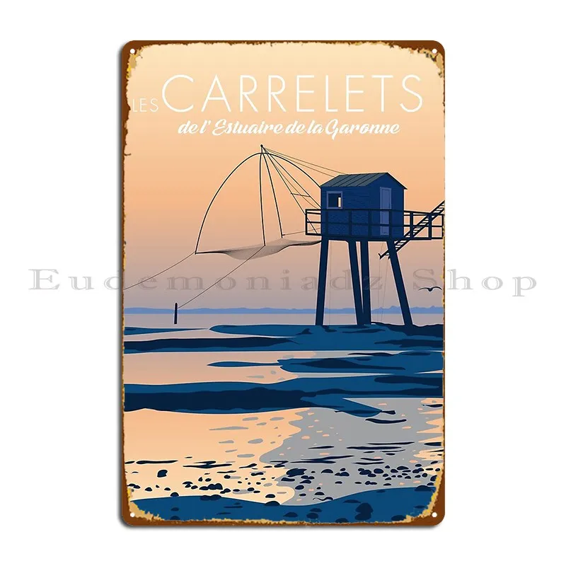 ملصق لوحة معدنية من Les Carrelets France لتزيين الحائط وتصميمات سينما حانة تين