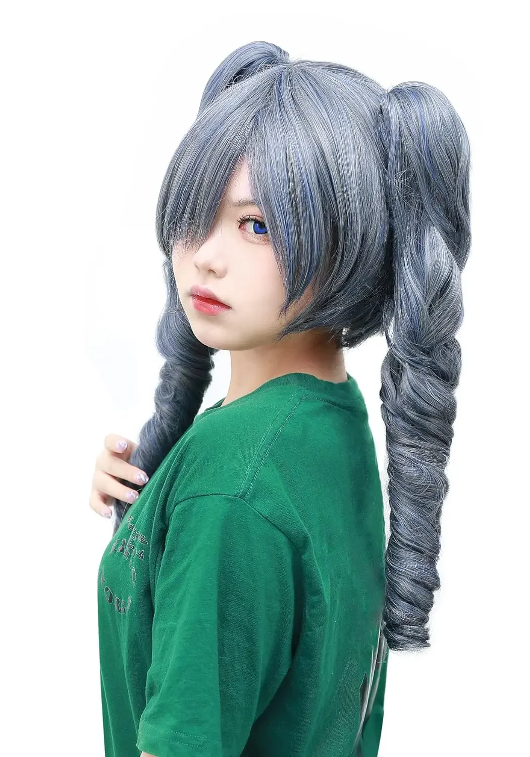 

Аниме Косплей Сиэль Фантомхайв парики гот милые Лоли вьющиеся длинные волосы с двумя косичками серые синтетические парики