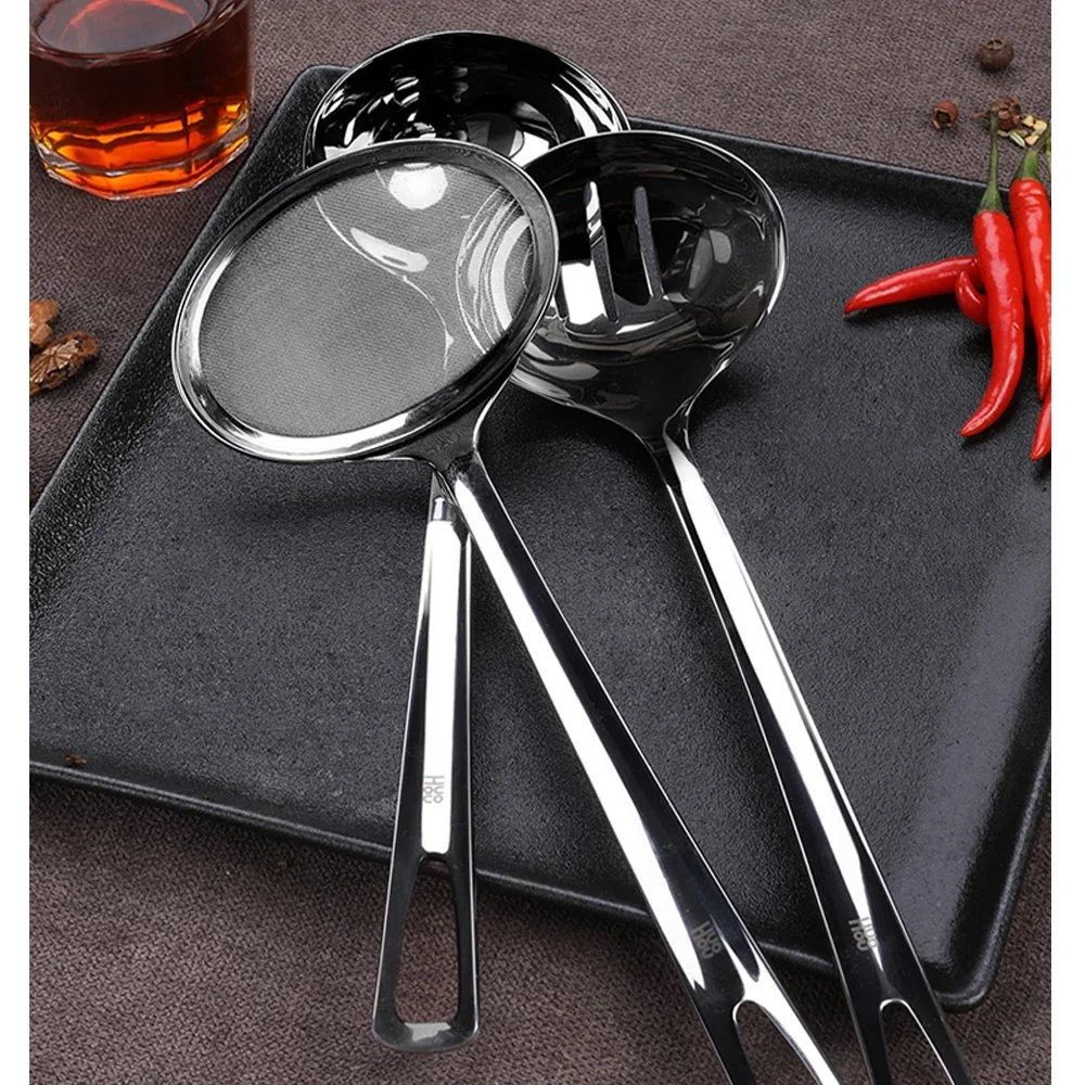 Huohou-304 스테인리스 스틸 주방 스푼, 파인 메쉬, 플로팅 폼, 낚시 필터 스크린, 냄비 스푼, 주방 용품