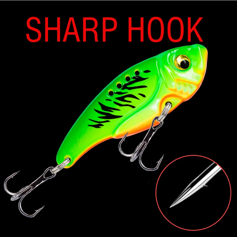 6-teiliges Angelköder-Set 3/5/7/10/15/20g Sinkender VIB Harter Crankbait Metall 3D-Augen Wurfköder Spinner-Klingenköder mit Dreifachhaken – Detail 8