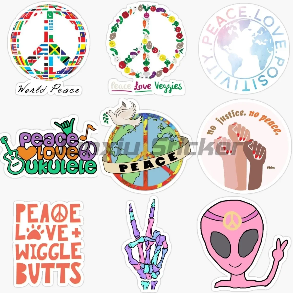 

Peace Love Sign Stickers Waterproof Decors Car Bumper Window Laptop Vinyl Motorcycle Accessories Refrigerator Decal Customizable