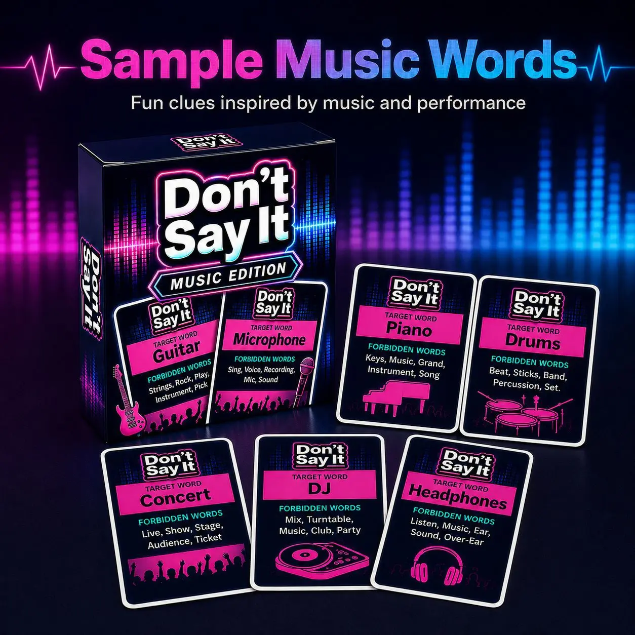 Music Theme Guessing Card Game Fun Party Card Game Interactive Tabletop Game Ice Breaking Board Game for Family Friend Gathering