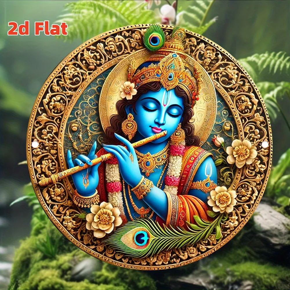 2D flat wall decoration - Hindu god decoration with floral pattern, waterproof, anti-fading, suitable for homes, temples, cafes