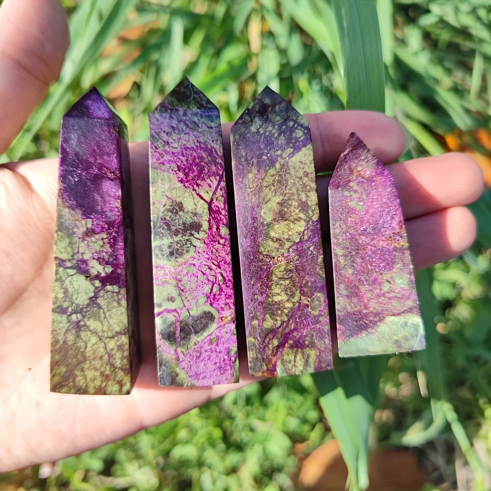 1pc Tasmania Stichtite Point - Purple & Brown Hexagonal Tower, Beautiful Atlantisite Combination, Nice Bohemian Style Home Decor