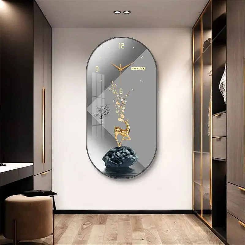 Modische Restaurant-Dekorationsmalerei Kreative Wanduhr Geräuschlose Uhr Moderne Wohnzimmer-Haushaltsuhr Nordischer Luxus-Wanduhr